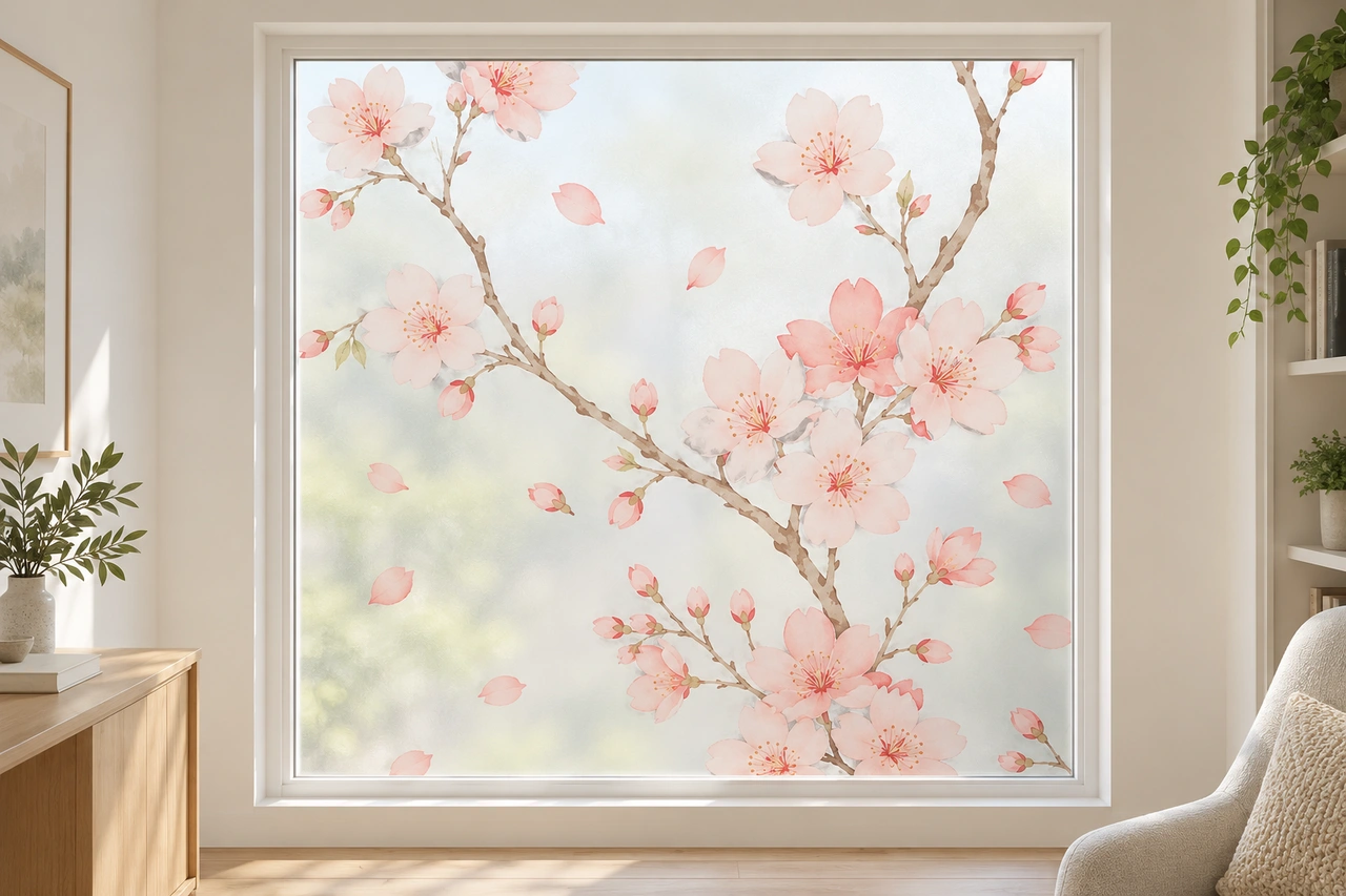 浅粉花枝 · 明亮阅读角